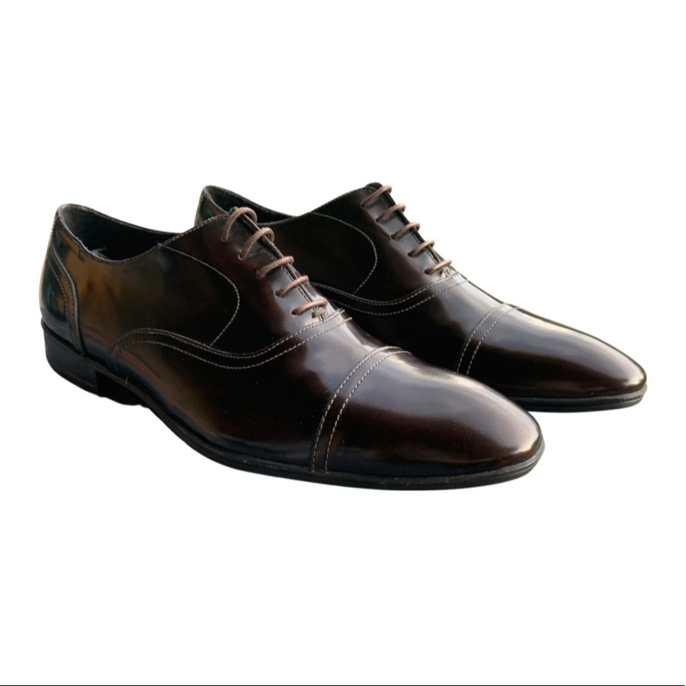 Cerruti 1881 Dark Brown Leather Cap Toe Shoes
